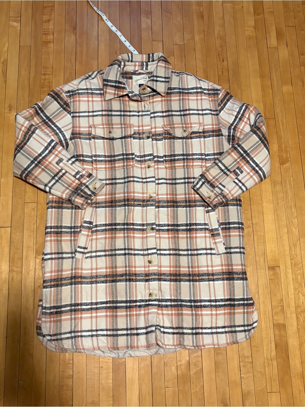 Universal Thread Plaid Shirt Jacket - Cream, Tan & Black